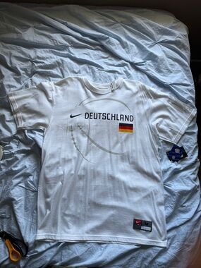 Nike White Deutschland Graphic T-Shirt with German Flag